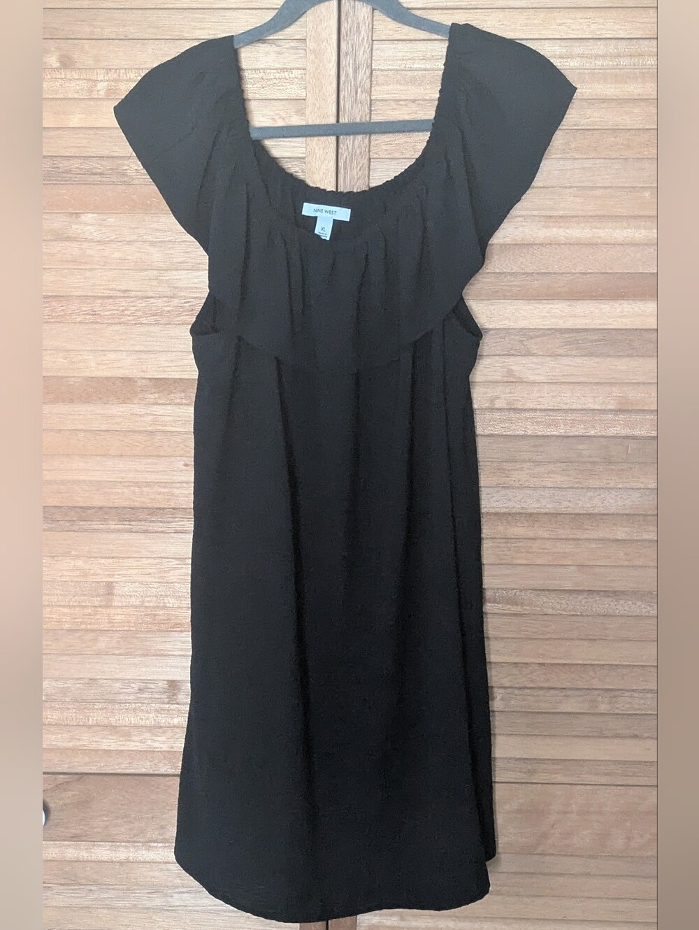 💥FINAL💥Nine West Black Ruffle-Trim Midi Dress - Picture 3 of 6